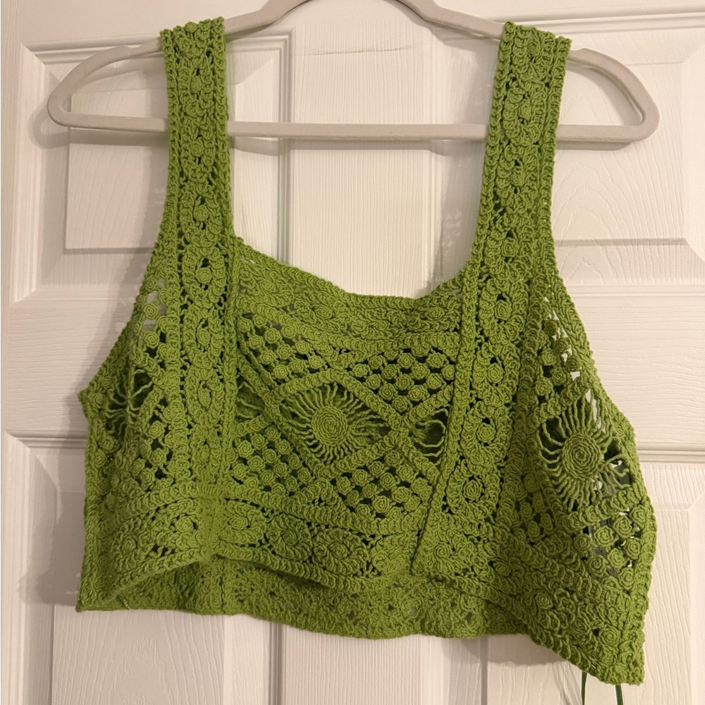 Zara Green Crochet Crop Top